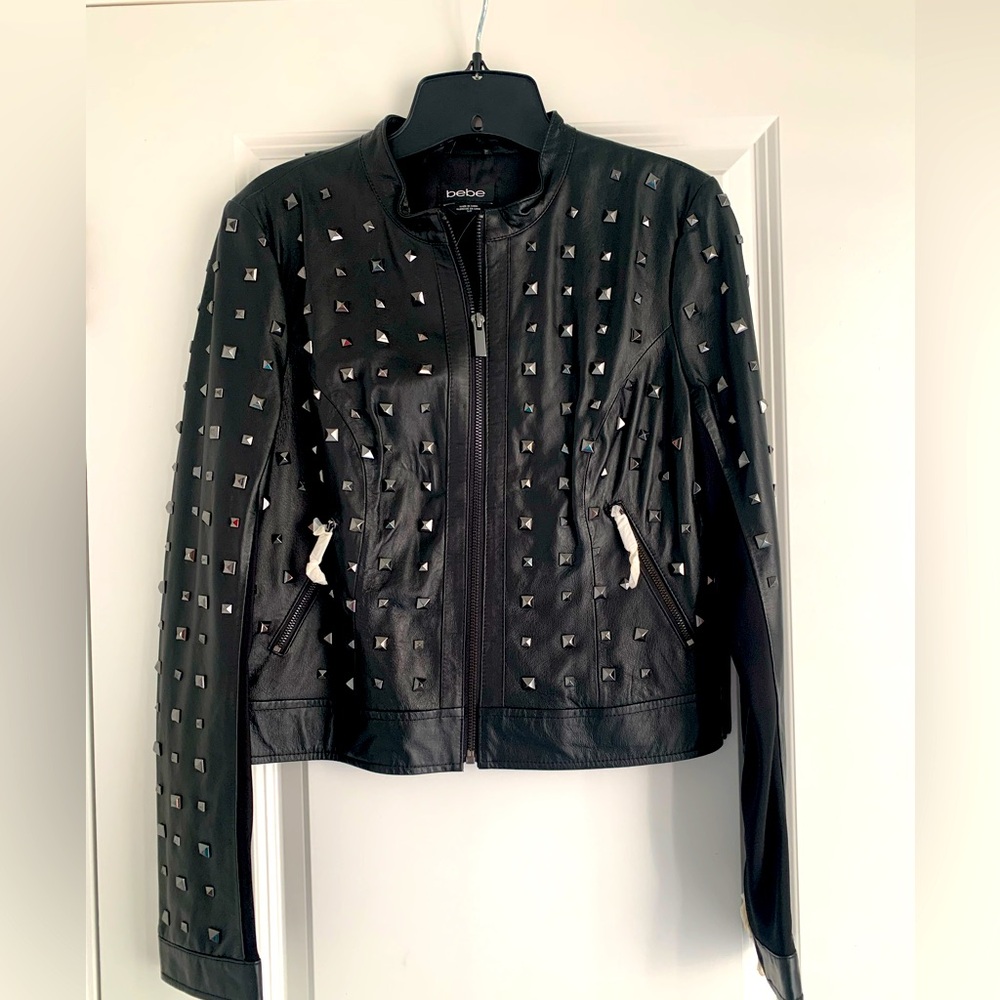 Bebe leather jacket with studs brand new size S